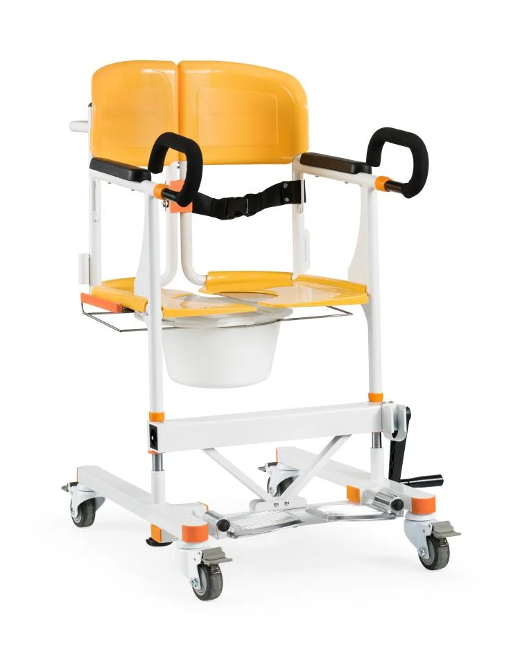 Medical Products Manual Patients Transfer Chair with Wheels Medical Shift Machine with Commode Toilet for Disabled Elderly
